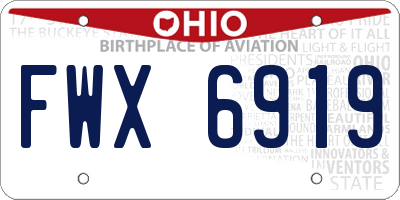 OH license plate FWX6919