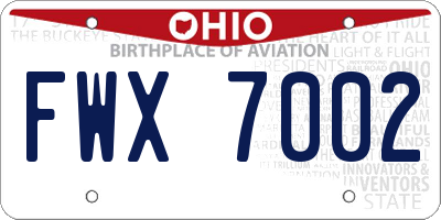 OH license plate FWX7002