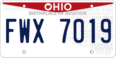 OH license plate FWX7019