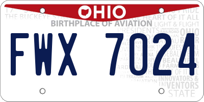 OH license plate FWX7024
