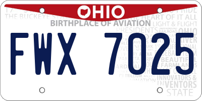 OH license plate FWX7025