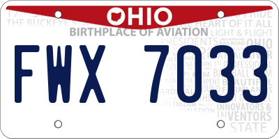 OH license plate FWX7033