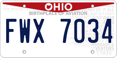 OH license plate FWX7034