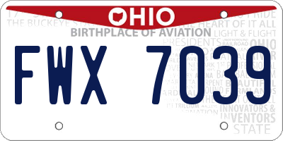 OH license plate FWX7039