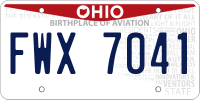 OH license plate FWX7041