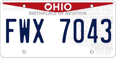 OH license plate FWX7043