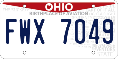 OH license plate FWX7049