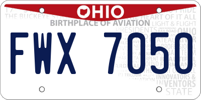 OH license plate FWX7050