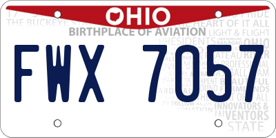 OH license plate FWX7057