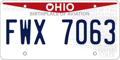 OH license plate FWX7063