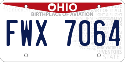 OH license plate FWX7064