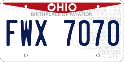 OH license plate FWX7070