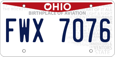 OH license plate FWX7076
