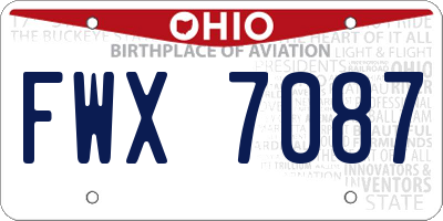 OH license plate FWX7087