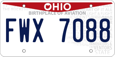 OH license plate FWX7088