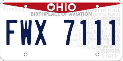 OH license plate FWX7111