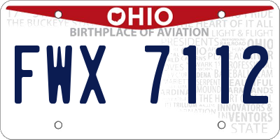 OH license plate FWX7112