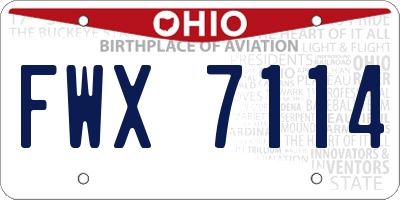 OH license plate FWX7114