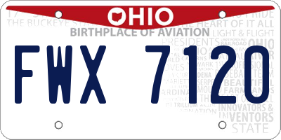 OH license plate FWX7120