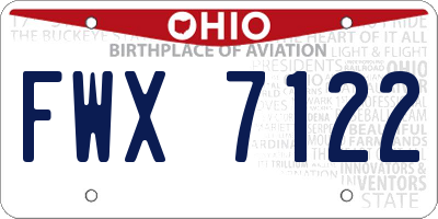 OH license plate FWX7122