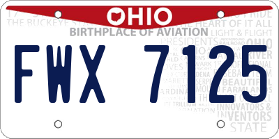 OH license plate FWX7125