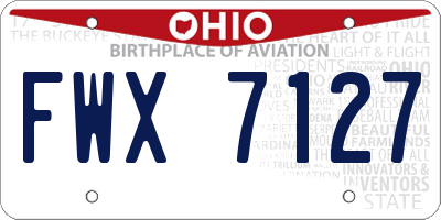 OH license plate FWX7127