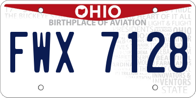 OH license plate FWX7128