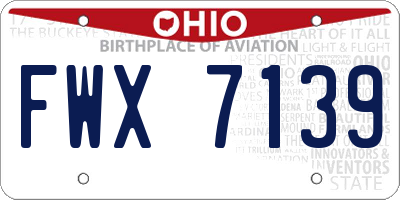 OH license plate FWX7139