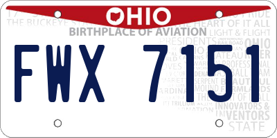 OH license plate FWX7151