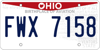 OH license plate FWX7158