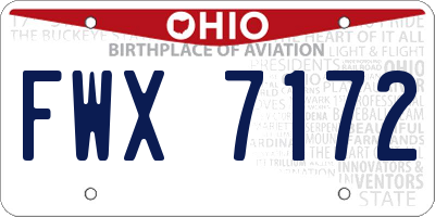 OH license plate FWX7172