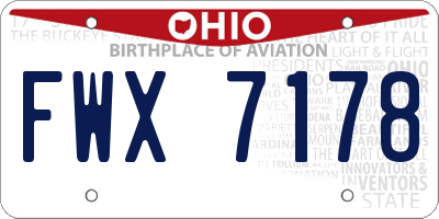 OH license plate FWX7178