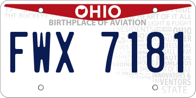 OH license plate FWX7181