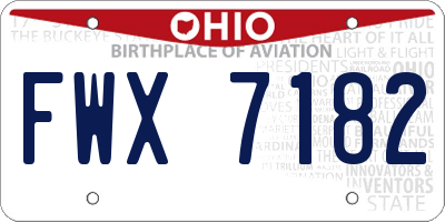 OH license plate FWX7182