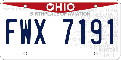 OH license plate FWX7191