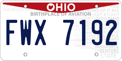 OH license plate FWX7192