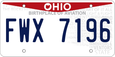 OH license plate FWX7196