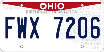 OH license plate FWX7206