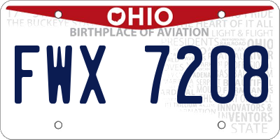 OH license plate FWX7208