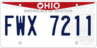 OH license plate FWX7211