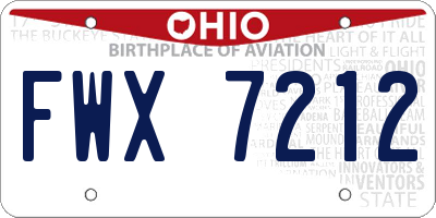 OH license plate FWX7212