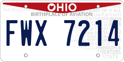 OH license plate FWX7214