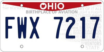 OH license plate FWX7217