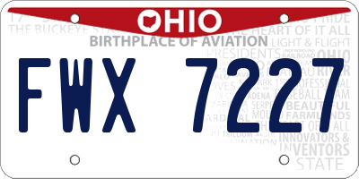 OH license plate FWX7227