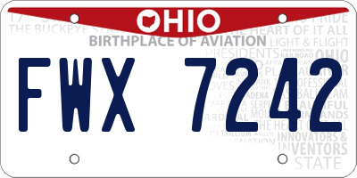 OH license plate FWX7242