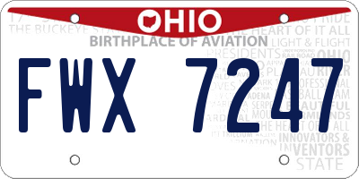 OH license plate FWX7247