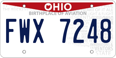 OH license plate FWX7248