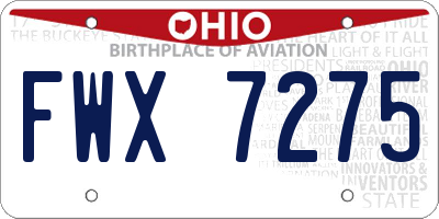 OH license plate FWX7275