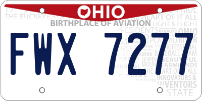 OH license plate FWX7277