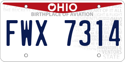 OH license plate FWX7314